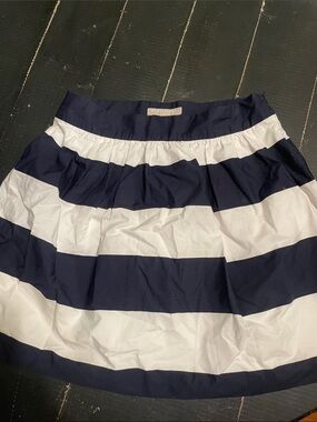 Banana Republic Navy and White Striped Circle Skirt